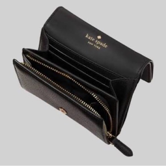 Kate Spade Kayla Black Pebbled Leather L- Zip Wallet - Picture 3 of 6